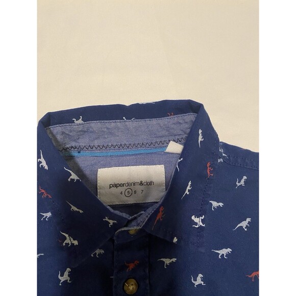 Paper Denim & Cloth Boys Dinosaurs Short Sleeve Button Shirt - Size 5 - Picture 5 of 6